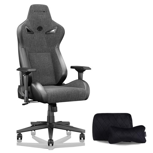 KARNOX Legend Gaming Chair Ergonomic Office Desk Chair Racing PC Chair High-Back Executive Chair with Adjustable Headrest and Lumbar Support 360 Degree Swivel Recling Computer Chair Cloth Dark Grey