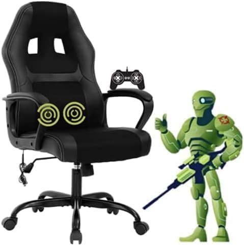 Tyyps Ergonomic Gaming Chair -250lb High Back PC Racing Desk Chair Adjustable Reclining Computer Chair with Lumbar Support Armrest Headrest Task Rolling Swivel Game Chair for Adult Teen, Black