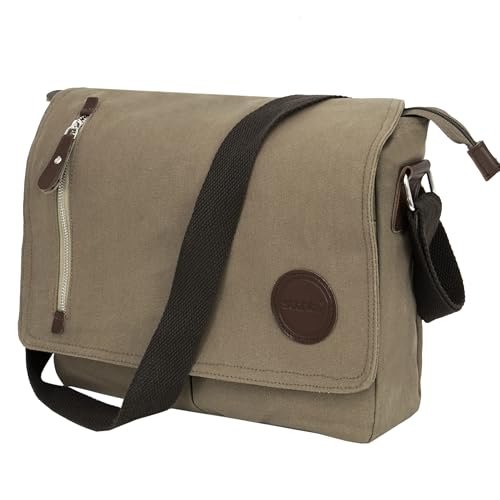 Storite Canvas Sling Cross Body Travel Office Business Messenger One Side Shoulder Bag for Men & Women (33 × 6.5 × 27 cm), Brown, M, Brown with Brown Strap