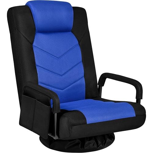 Yaheetech Floor Gaming Chair Swivel Video Game Chair Multipurpose Lazy Lounger Couch for Playing Games, TV, Reading with 6 Adjustable Position, Side Pocket, Armrest Handles