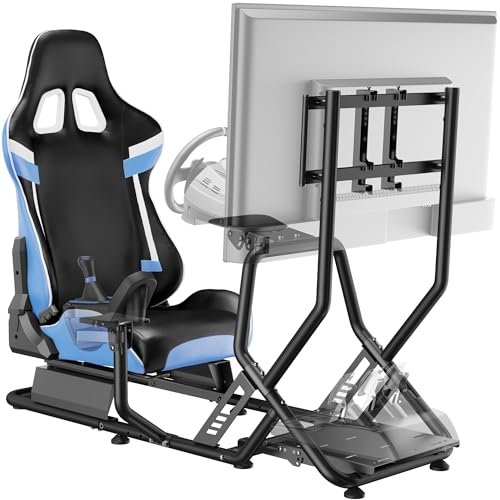 ARES WING Sim Racing Cockpit with Monitor Mount, Racing Wheel Stand with Seat, Racing Simulator Cockpit Compatible with Fanatec, Thrustmaster, Logitech, Moza Racing Games on PS5, PS4, Xbox and PC