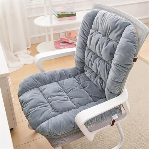 Chair Cushion Plush with Ties Dorm Chair Cushion Rocking Chair Cushion Soft Seat Cushion Chair Cushions for Dorm Desk Chair (Light gray)