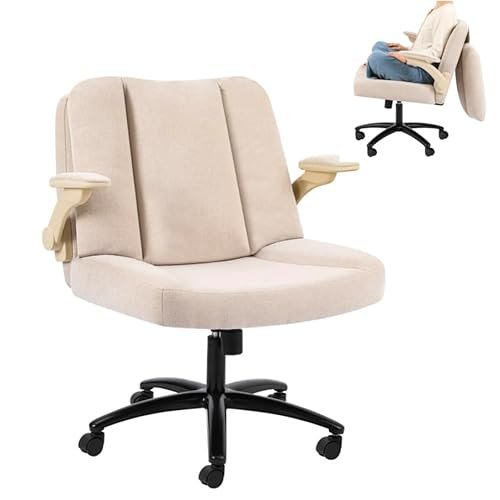 Pipersong Criss Cross Chair with Arms, Plus Size Cross Legged Desk Chair with Flexible Back Cushion, Adjustable Arm Rest, Extra Wide Seat, 350lbs Fabric Home Office Chair with Castors and Bell Glides