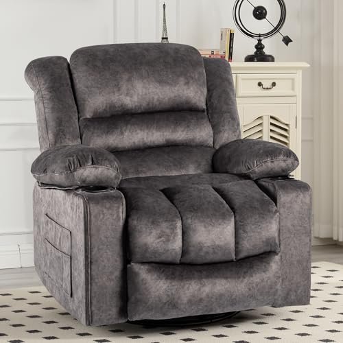 HOMYEDAMIC Recliner Chair Rocker Modern Ergonomic Lounge 360 Degree Swivel Single Sofa Seat Living Room Lounge Recliners on Clearance Foam Filling