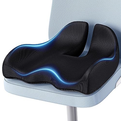 A-Pce Memory Seat Cushion for Office Chair Pressure Relief Sciatica Memory Foam Firm Coccyx Pad for Long Sitting, for Office Chair, Gaming Chair and Car Seat, Black