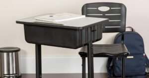 Adjustable Single School Desk And Chair