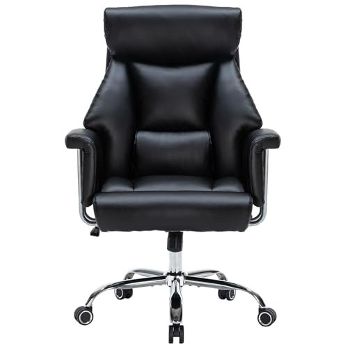 Home Office Desk Chair 400LBS,Big and Tall Executive Office Chair for Low Back Pain Relief,Ergonomic High Back Leather Office Chair,Computer Chair (Black)