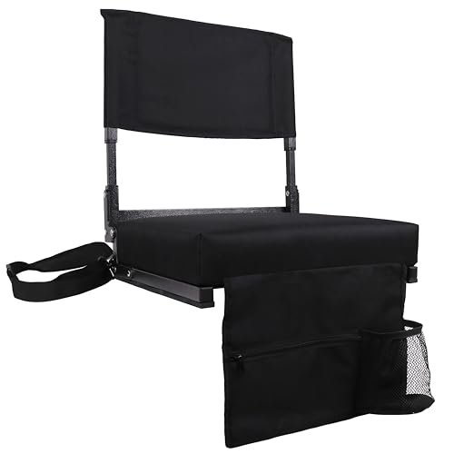 JST GAMEZ Stadium Seat with Back Support Portable Wide Bleacher Chair with Back and Cushion for Stadium Events 18.5 Inches High Back Includes Shoulder Strap