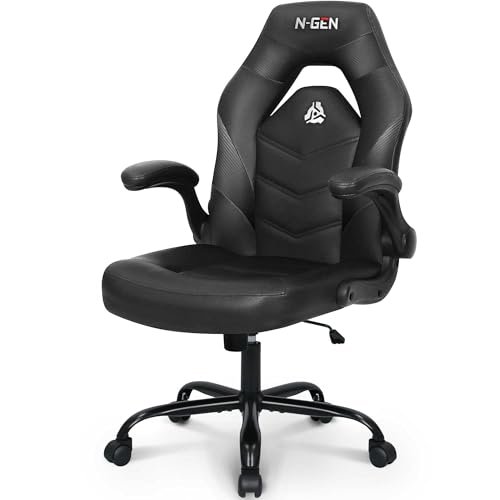 10 Best Desk Chair for Video Editing: Top Picks 8 N-GEN GAMING Video Gaming Chair Ergonomic Office Desk Chair with Lumbar Support Adjustable Height Padded Flip Up Arms and Swivel Wheels Racing Style Design for Adults with PU Leather (Black)