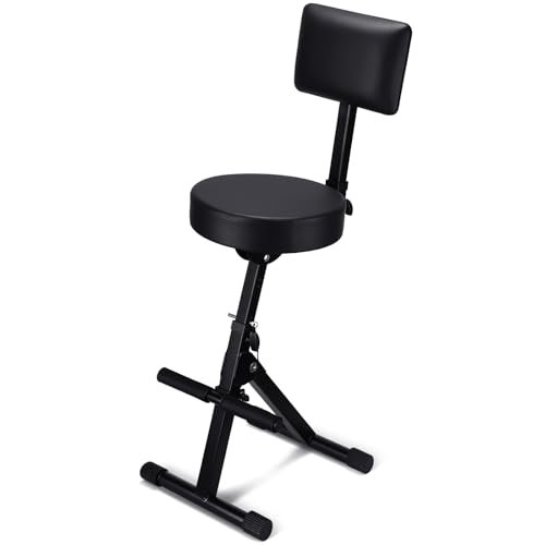 Colingmill Guitar Chair with Back Support Adjustable Stool Guitar Stool Drum Stool Deluxe Throne with 4 Point Height Adjustment System Guitar Seat Musician Chair for Drummer Guitarist Musician Stool