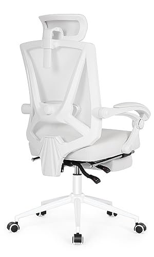 Best Desk Chair for Elderly: Top Picks for Comfort and Support 9 Misolant Ergonomic Office Chair with Footrest, Ergonomic Desk Chair with Adjustable 2D Lumbar Support, High Back Computer Chair with Adjustable Headrest, White Comfortable Leather Office Chairs