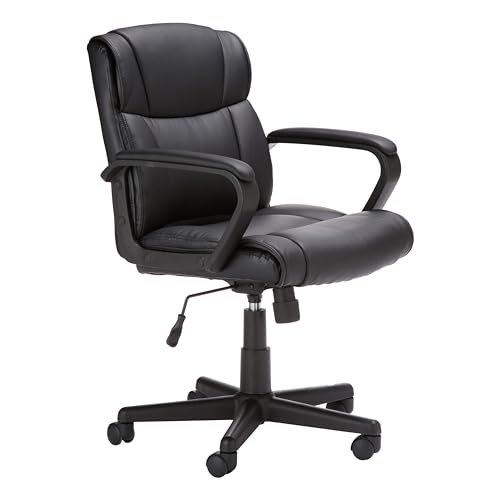 Amazon Basics Office Computer Task Desk Chair with Padded Armrests, Mid-Back, Adjustable, 360 Swivel, Rolling, 275 Pound Capacity, BIFMA Certified, 24.2