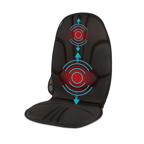 Homedics Portable Heating and Vibrating Back Massage Cushion with Adjustable Intensity and Integrated Straps