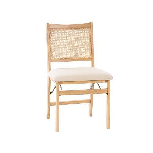 Powell Kasi Beige Rattan Cane Folding Foldable Dining Side Chair, Natural