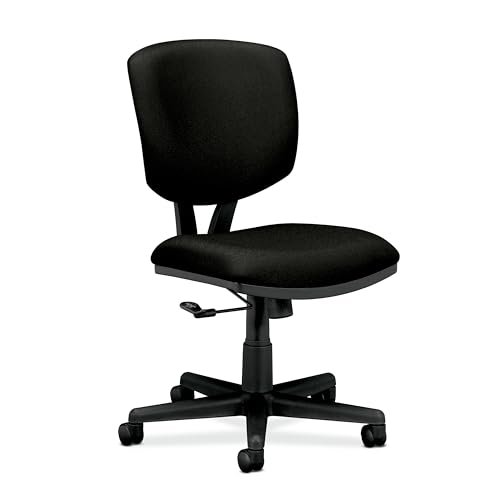 HON Volt Armless Chair, Ergonomic Adjustable Center-Tilt Recline, Fabric Back and Seat, Swivel Desk Chair, Black