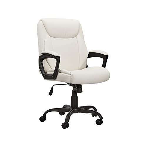 Best Desk Chair for Living Room: Elevate Comfort and Style 6 AmazonBasics Classic Puresoft PU-Padded Mid-Back Office Computer Desk Chair with Armrest - Cream