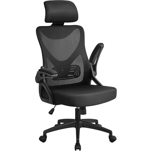 Best Desk Chair for Remote Work: Elevate Comfort! 5 Yaheetech Ergonomic Mesh Office Chair High Back Desk Chair with Adjustable Padded Headrest Computer Chair with Cushioned Seat Home Oiffce Game Room, Black