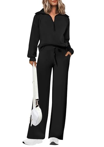 The Best Travel Clothes for Women Tortuga Backpacks: Chic & Comfy 5 PRETTYGARDEN Women's 2025 Fall Lounge Sets Casual Half Zip Sweatshirt and Wide Leg Pants 2 Piece Outfits Sweatsuit (Black,Medium)