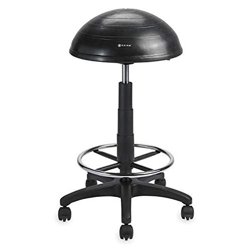 6 Best Ball Chair for Desk: Top Picks for Comfort and Posture 5 Gaiam Balance Ball Chair Stool, Half-Dome Stability Ball Adjustable Tall Office Sit Stand Swivel Desk Chair Drafting Stool with Round Foot Rest for Standing Desks Home or Office - Black 33