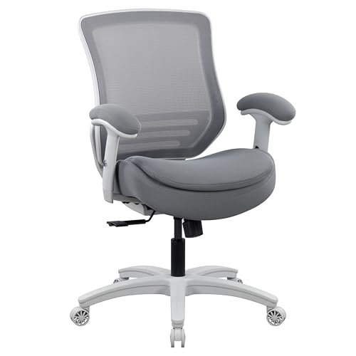 BOLISS 400lbs Mid Back Mesh Ergonomic Drafting Chair Big Adjustable Foot Ring Height Adjustable Armrest (Grey)