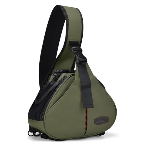 CADeN Camera Bag Sling Backpack Camera Case Waterproof with Rain Cover Tripod Holder, Compatible for DSLR/SLR Mirrorless Cameras (Canon Nikon Sony Pentax) and Accessories Green