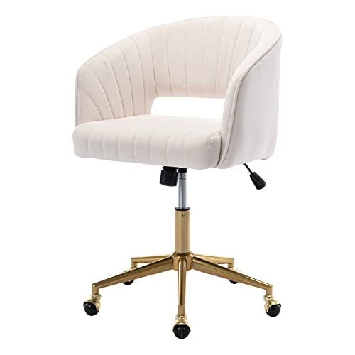 Best Desk Chair for Living Room: Elevate Comfort and Style 3 Nrizc Velvet Office Desk Chair, Upholstered Home Office Desk Chairs with Adjustable Swivel Wheels, Ergonomic Office Chair for Living Room, Bedroom, Office, Vanity Study (Beige)