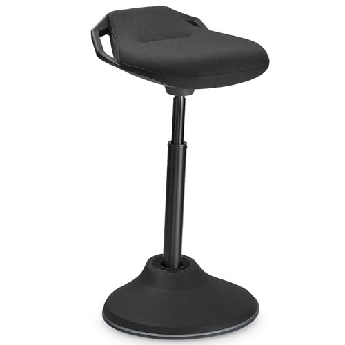 Best Chair for Standing Desk: Top Picks for Comfort and Style 2 SONGMICS Standing Desk Chair, Adjustable Ergonomic Standing Stool, 23.6-33.3 Inches, Swivel Sitting Balance Chair, Fabric Upholstery, Anti-Slip Bottom Pad, Ink Black UOSC02BK