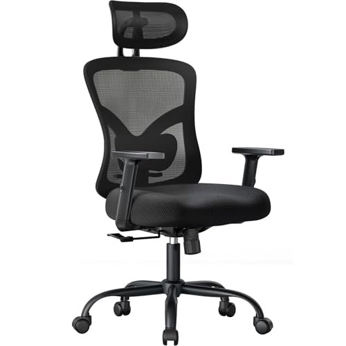 NOBLEWELL Ergonomic Office Chair High Back Mesh Computer Chair with Lumbar Support Adjustable Armrest, Backrest and Headrest,BIFMA Certified