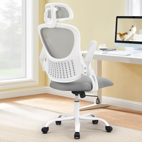 Best Chair for Back Issues: Top Ergonomic Choices for Comfort 4 Sweetcrispy Office Computer Desk Chair, Ergonomic High-Back Mesh Rolling Work Chairs with Wheels and Adjustable Headrests, Comfortable Lumbar Support, Comfy Flip-up Arms for Home,Bedroom,Study, Grey