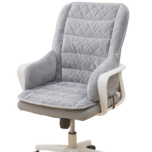 1 MIDDLE ONE Desk Chair Cushion, Seat Cushion for Office Chair, Dorm Desk Chair and Rocking Chair, Soft Velvet Non-Slip Seat Pad with Back for Kitchen Dining Chair (Grey)