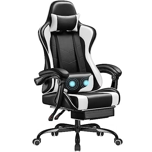 10 Best Desk Chair for Video Editing: Top Picks 2 Homall Gaming Chair, Video Game Chair with Footrest and Massage Lumbar Support, Ergonomic Computer Chair Height Adjustable with Swivel Seat and Headrest (White)