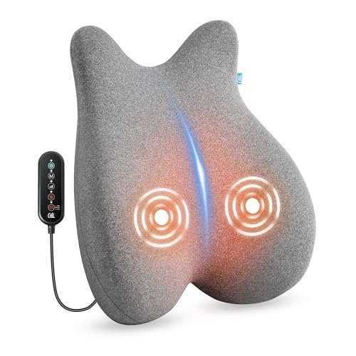 CILI Lumabr Support Pillow for Office Chair, Heated Lumbar Pillow with Vibration Massage, Memory Foam Back Support Pillow, Back Massager for Chair, Gifts for Women Men