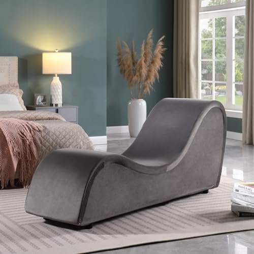 JUBILOOM Yoga Chaise Lounge Chair - Ergonomic Design for Adults, Padded Sponge with Washable, Yoga Chair with Non-Slip Bottom for Bedroom, Living Room, Indoor & Outdoor Yoga Furniture, Dark Grey