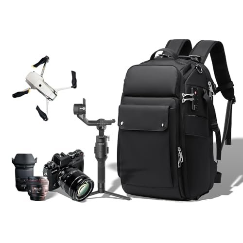 INFINATEZ Camera Backpack Large, Waterproof Camera Bag for Mirrorless and DSLR with TSA Lock,Quick Access,17-Inch Laptop Compartment, Adjustable Straps - Fits Camera Stabilizer,Drone, Black