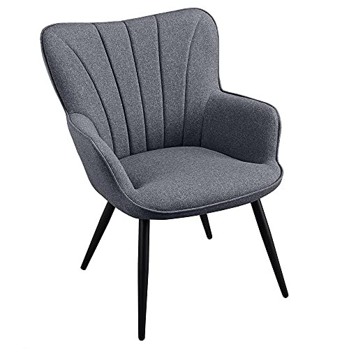 Best Desk Chair for Living Room: Elevate Comfort and Style 7 Yaheetech Accent Chair, Modern and Elegant Armchair, Linen Fabric Vanity Chair Living Room Chair with Mental Legs and High Back for Living Room Bedroom Office Waiting Room, Grey