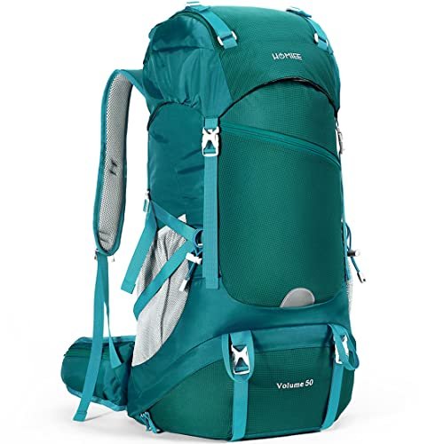 HOMIEE 50L Hiking Backpack Travel Bag Waterproof Camping Backpack with Rain Cover Lightweight Backpacking Backpack Rucksack, Green