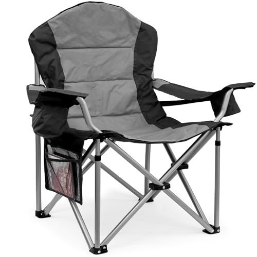 Yestomo Camping Chairs, High Back Folding Camping Chairs with Lumbar Support, Heavy Duty Camping Chairs with Cooler Pouch, Lawn Chairs with Armrest Rest Support to 400LBS