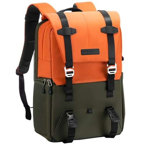 K&F Concept Camera Backpack, Camera Bags for Photographers Large Capacity Camera Case with Raincover,15-15.6 Inch Laptop Compartment Compatible for Canon/Nikon/Sony/DJI Mavic Drone(Backpack 20L)