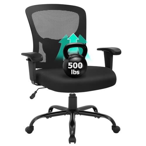 Best Desk Chair for Heavy Person: Top Picks for Ultimate Comfort and Durability 6 BestOffice Big and Tall Office Chair 500lbs Desk Chair Mesh Computer Chair with Lumbar Support Wide Seat High Back Task Executive Ergonomic Chair for Home Office (Black)