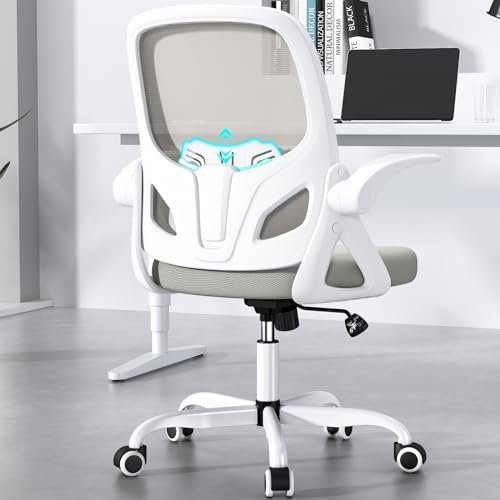 Best Desk Chair for Fibromyalgia: Ultimate Comfort and Support Guide 6 Kensaker Home Desk Chair with Back Supportive Lumbar Support, Breathable Double Mesh Cushion Home Desk Office Chair with Flip up Arms, Modern Ergonomic Home Desk Office Chair for Home and Work(Gray)