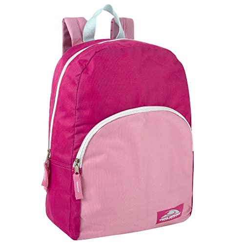 Color Block Backpacks for School Boys and Girls, 15 Inch Two Tone Backpack for Classroom, Work, Travel for Kids and Adults