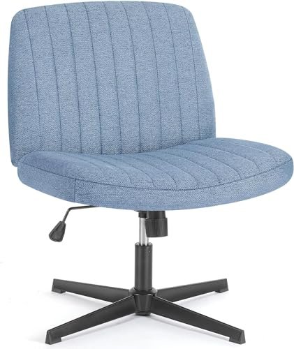 Best Desk Chair for Living Room: Elevate Comfort and Style 9 DUMOS Criss Cross Legged Office Chair, Armless Wide Seat No Wheels, Modern Home Desk Height Adjustable Swivel Fabric Vanity Seating for Bedroom