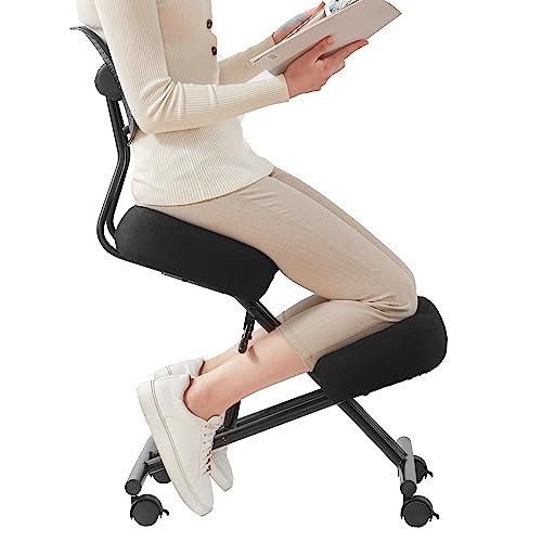 10 Best Chair for Back Posture: Guide to Ergonomic Solutions 8 SOMEET Ergonomic Kneeling Chair with Back Support, Ergonomic Kneeling Chair with Brake and Smooth Gliding Casters, Adjustable Stool for Home and Office, Posture Chair to Relieve Back Pain, Black Linen