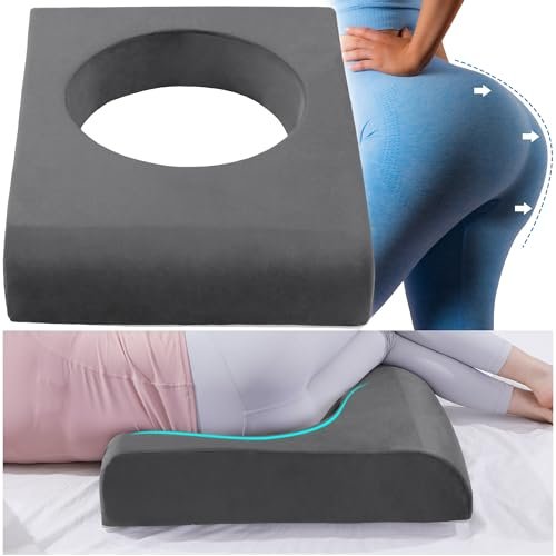 HOMBYS BBL Pillow After Surgery for Sleeping,High Density Foam Butt Pillow,Brazilian Butt Lift Pillow Post Surgery Recovery for Sleeping,BBL Chair with Hole (Dark Grey)