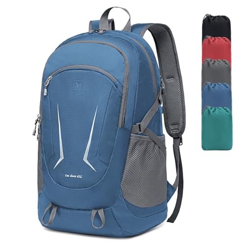 MIYCOO Ultra Lightweight Packable Backpack for Travel Camping, 45L Hiking Backpack Waterproof Foldable Daypack for Men Women Blue