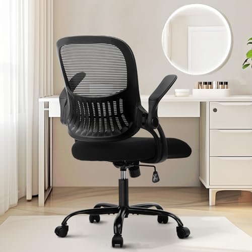 Best Bang for Your Buck Desk Chair: Comfort Meets Affordability 10 Sweetcrispy Office Computer Desk Chair, Ergonomic Mid-Back Mesh Rolling Work Swivel Task Chairs with Wheels, Comfortable Lumbar Support, Comfy Flip-up Arms for Home, Bedroom, Study, Student, Black