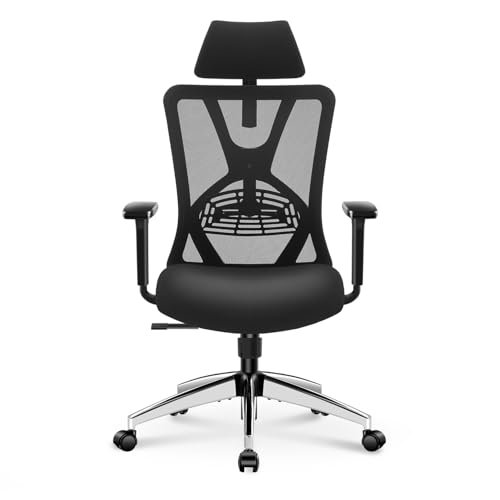 Ticova Ergonomic Office Chair - High Back Desk Chair with Adjustable Lumbar Support, Headrest & 3D Armrest - 130°Rocking Mesh Computer Chair