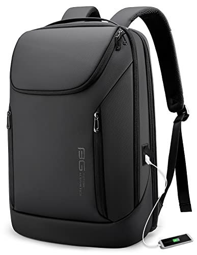 BANGE Business Smart Backpack Waterproof fit 15.6 Inch Laptop Backpack with USB Charging Port,Travel Durable Backpack, Black(three Pocket), Large, Fashion