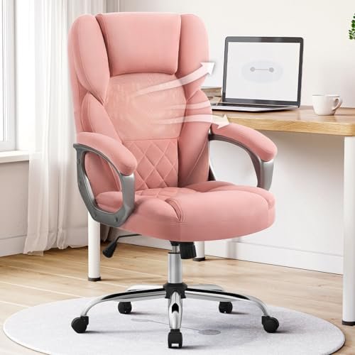 Best Desk Chair for Women: Find Your Perfect Match for Comfort 6 SEATZONE Pink Desk Chair Ergonomic Office Chair, Comfy Office Chairs for Women Desk Chairs with Wheels, High Back Mesh and Velvet Fabric Office Chair Big and Tall, Dusty-Pink