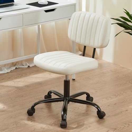 Best Chair for Small Desk: Top Picks for Comfort and Style 3 Sweetcrispy Small Office Computer Desk Chair with Wheels and Lumbar Support, Comfy Cute Armlees PU Leather Vanity Rolling Swuvel Task Chair No Arm for Adult, Student